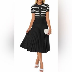 Black and White Striped Knit Dress